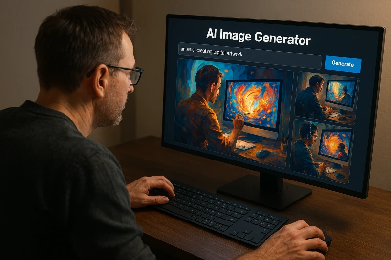 Kuvituskuva tekoälyn käytöstä. Kuvan on luonut Copilot.